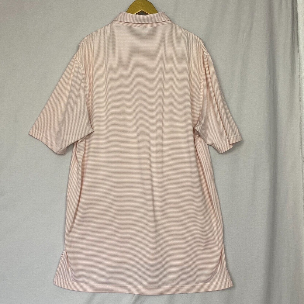 Peter Millar Summer Comfort Polo Shirt Men Extra Large Striped Orange White Logo - Picture 4 of 13